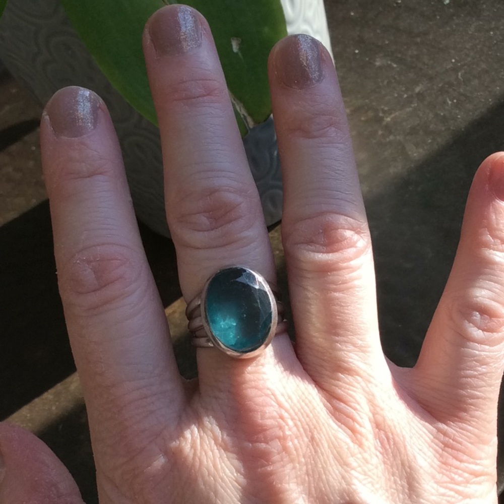 Sterling silver apatite ring 7